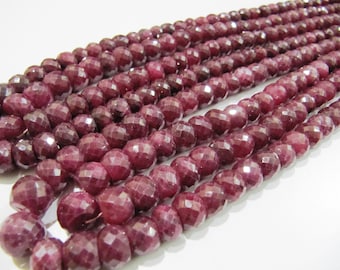 Big Size Ruby Beads 10 Pieces, Rondelle Micro Faceted Sizes available 5to 6mm and 7 to 10mm, Precious Corundum Ruby in Wholesale Rates