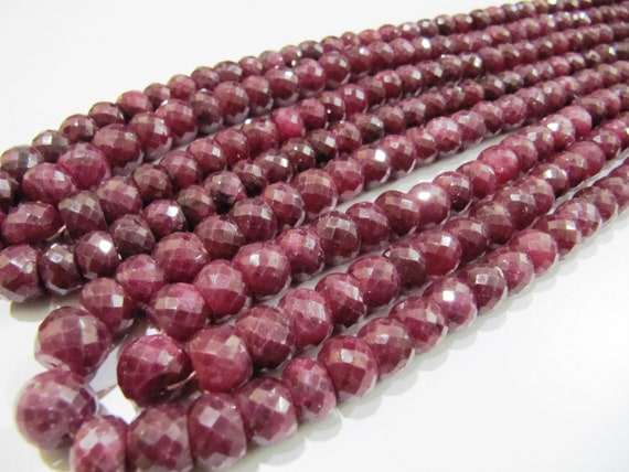 Big Size Ruby Beads 10 Pieces, Rondelle Micro Faceted Sizes available 5to 6mm and 7 to 10mm, Precious Corundum Ruby in Wholesale Rates