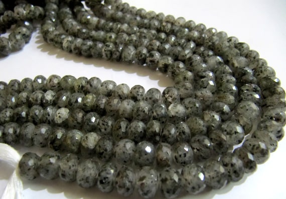 Natural Black Rutile Dot Quartz Rondelle Faceted top quality 7 to 10mm beads Strand 10 inches long Jewelry making Gemstone Beads wholesale