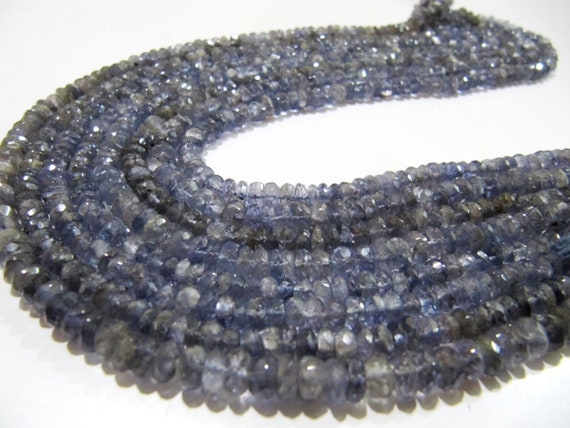 Natural Iolite Rondelle Faceted 5-6mm Gemstone beads Strand 13 inches long High Quality Beads Wholesale prices jewelry making gemstone