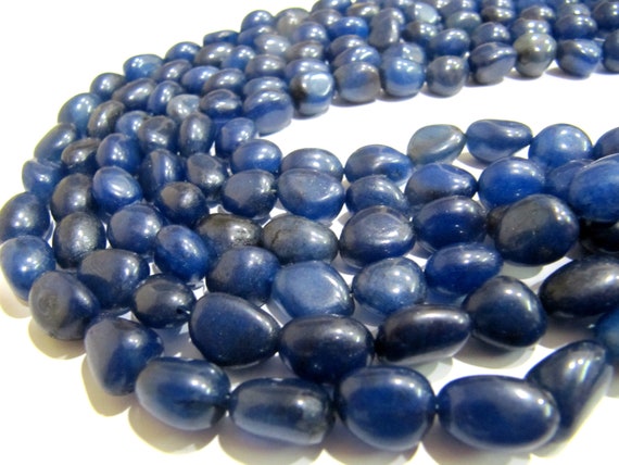 Dyed Sapphire Plain Smooth Nugget Shape Beads Smooth Tumble Oval Beads 10 to 15 mm Strand 15 inches long Gemstone Beads Wholesale Prices