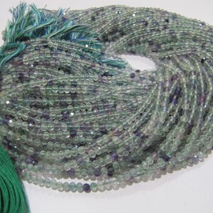 Natural Fluorite Multi Color Beads Fluorite Rondelle Shape Faceted 3mm Beads Green Beads, Purple Beads Strand 13 Inch Long image 6