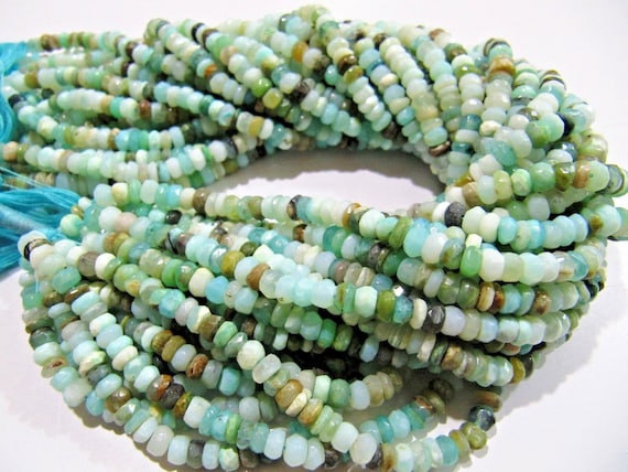 Natural Peruvian Blue Opal Rondelle faceted Beads 5 to 6mm best Quality Beads Strand 13 inches Long Jewelry making gemstone beads