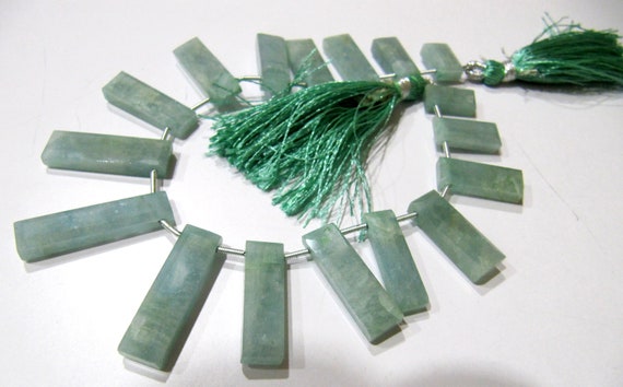 Natural Aquamarine Baguette Shape 8x12mm Approximately Long Beads strand 8 Inches long Sold Per Strand Jewelry making Rectangle Beads