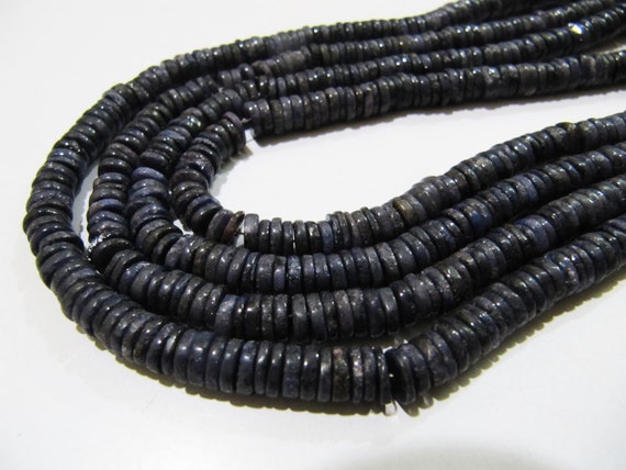Natural Blue Sapphire 6mm Tyre Shape Beads Strand 8 inches Long Beautiful Precious Untreated Blue Sapphire Beads Wholesale Prices