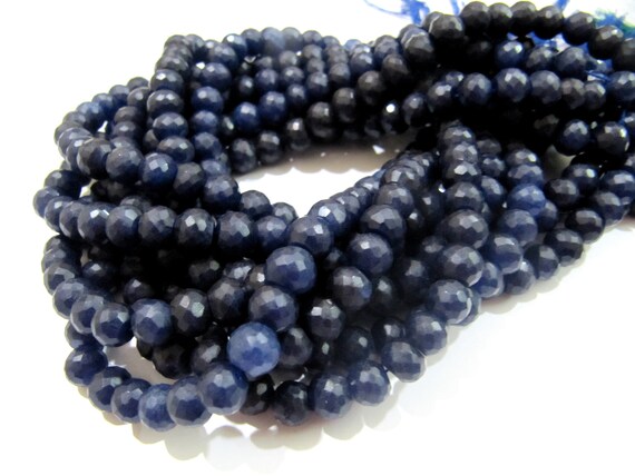 Dyed Sapphire Beads Rondelle Faceted Sapphire Beads Size 8-9mm Length 13 inch long Micro Faceted Beautiful Sapphire Beads Wholesale Prices