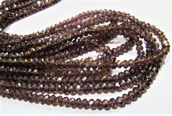 Rhodolite Garnet Color Hydro Quartz 4mm Beads Mystic AB Coated Rondelle Faceted Beads Jewelry Beads Wholesale  sold per strand of 150 beads