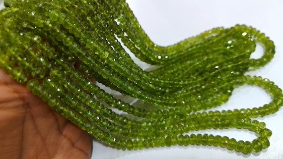 Natural Peridot Rondelle Faceted 5-6mm Beads Sold Per Strand 8 Inch Long Top Quality Wholesale prices Jewelry making gemstone