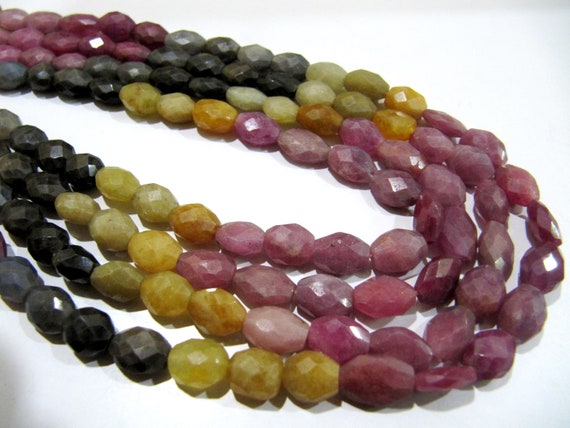 Natural Multi Sapphire Oval Faceted 6x8mm to 7x9mm Beads Strand 8 inches long Best Quality Beads Wholesale prices jewelry making gemstone