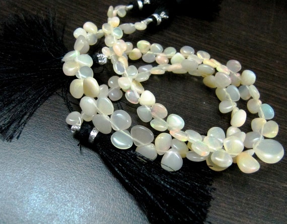 Best Quality Ethiopian Opal Beads heart Shape Plain Briolette beads, Size 6-8mm, Strand 8 inches Long, approx 55 to 60 beads, Fire beads