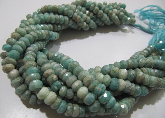 Natural Amazonite Rondelle Faceted  Silver AB Mystic Coated 7 -8mm Gemstone Beads Strand 13 inches long High Quality Wholesale Prices