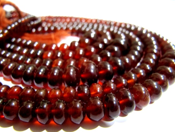 Natural Hessonite Garnet 5-10mm Size Beads plain Smooth Rondelle Shape Hessonite Beads Strand 8 inches Unique Gemstone Beads