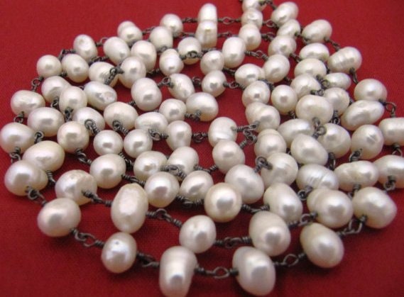 ON SALE 3 Ft Natural Pearl 6-7mm Wire Wrapped Smooth Plain | Etsy