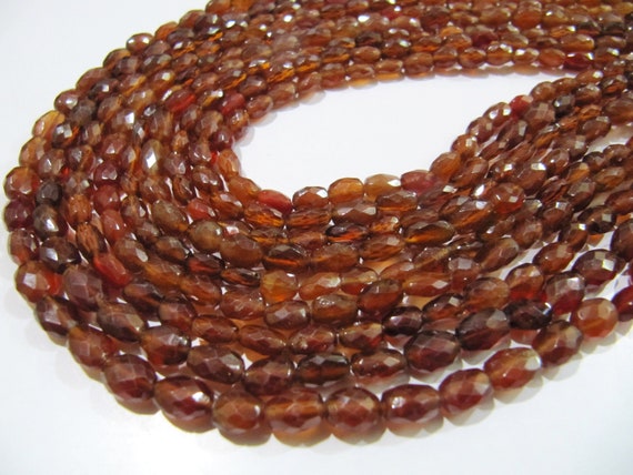 AAA Quality Natural Hessonite Garnet Beads Oval Faceted Genuine Stone Beads  Size 5x7mm to 6x8mm Strand 15-16" long Semi Precious Beads