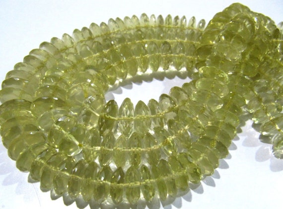 Natural Lemon Quartz Faceted Gemstone Beads German Cut Rondelle Shape Beads 6-11 mm Strand 8 inches long Graduated Beads Wholesale Prices