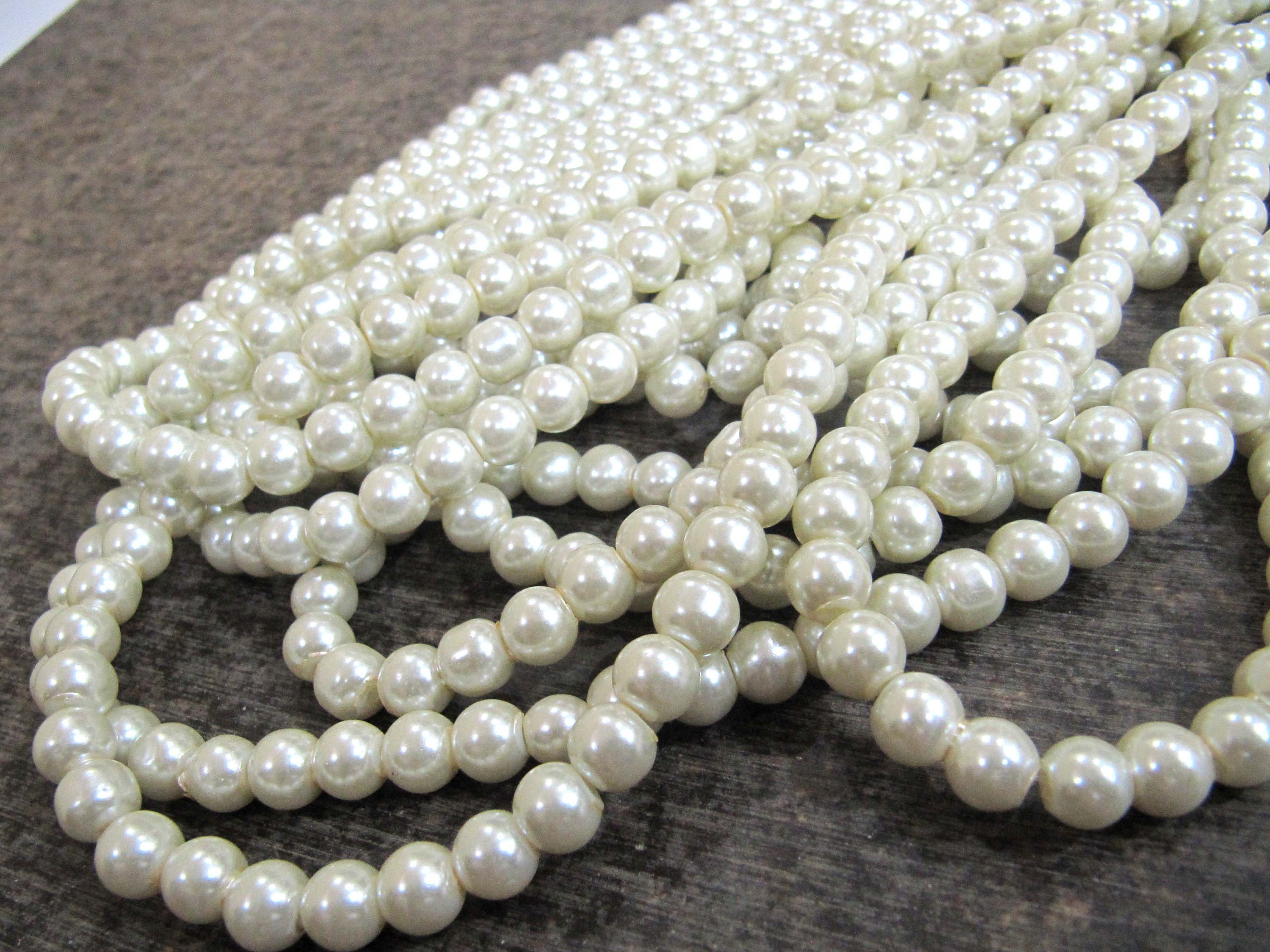 8MM White Glass Pearls 16 (1 dozen strands)