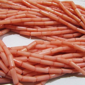 Amazing Pink Coral Italian Tubelite Shape Beads Size 3x9mm Approximately Sold per Strand of 14 Inches Long Smooth Pink Coral Beads