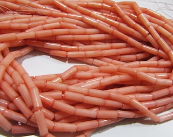 Amazing Pink Coral Italian Tubelite Shape Beads Size 3x9mm Approximately Sold per Strand of 14 Inches Long Smooth Pink Coral Beads