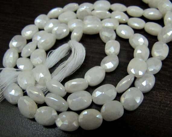 Natural Silverite Beads 10mm Size Top Quality Oval faceted Silverite Chalcedony Beads Strand 14 inches long Mystic Silver Coated