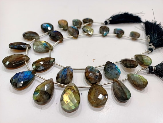 Natural Labradorite Pear heart Shape Briolette Beads sold Per strand 9 inches Long Great Quality Beads