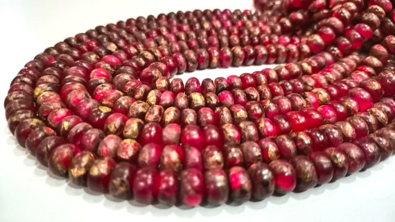 Natural Pink Copper Turquoise Rondelle Plain Smooth Size 8mm Gemstone Beads Sold Per Strand 8  Inches Long Best Quality Beads