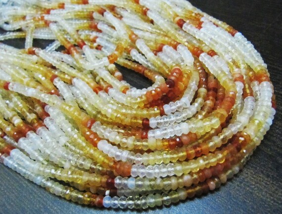 Natural Genuine Mexican Fire Opal Rondelle Faceted Shaded Beads  Size 3-4mm starnd 13 Inches Long Beads Jewelry making Beads Wholesale Rates