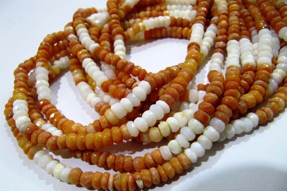 Natural Fire Opal 4-5mm Beads Rondelle Faceted Fire Opal Gemstone Beads Strand 13 inches Semi Precious Beads Sold in Wholesale Price