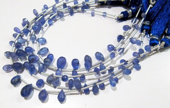 Natural Tanzanite Teardrop Briolette Beads Graduated Size 3x5 to 11x7 mm Long Beads Strand 8 inches long Around 21 Beads per Strand