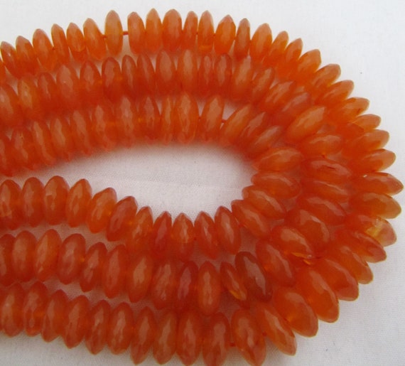 Natural Carnelian German Cut Rondelle Faceted Beads 8to12 mm Strand 8 inches Long  Best Quality Beads Graduated Beads Wholesale Price