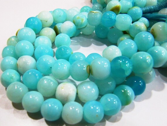 Natural Peruvian Opal Round ball Shape Beads Blue Opal 8 to 9mm beads sold per strand 13 inches Semi Precious Gemstone Wholesale Price