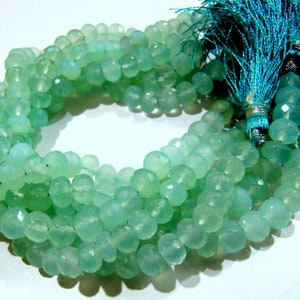 AAA Quality Natural Aqua Chalcedony Beads / Rondelle Faceted 5-8mm Size Aqua Chalcedony Beads / Strand 8 inches long / Gemstone Beads.