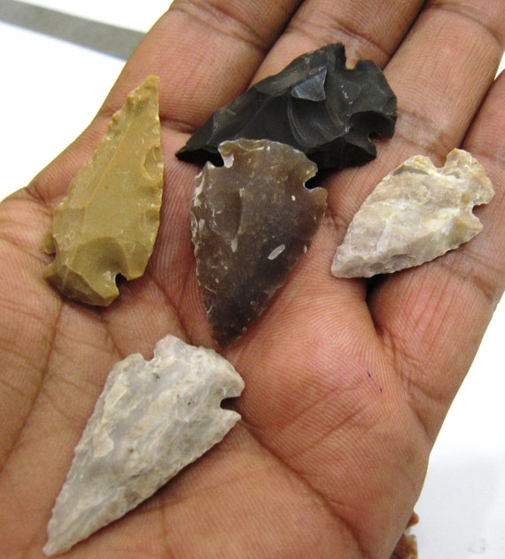 5 Pcs Set Natural SMALL Jasper Arrowhead bird Points 1 to1.5 inch or jasper arrowheads arts crafts scout projects jewelry design