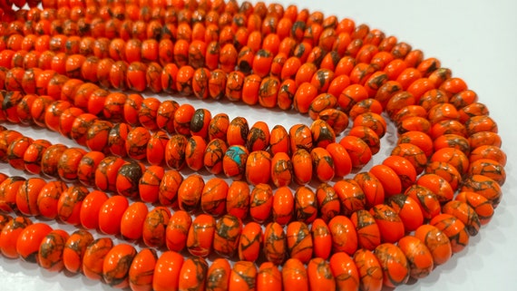 Natural Mohave Carnelian Copper Turquoise Rondelle Plain Beads Sold Per Strand 8 Inches Long Great Quality Mohave Gemstone  Beads