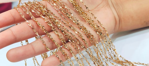 Tarnish Free Shiny Gold plated Twisted chain Sold Per Foot Wholesale Bulk Chain