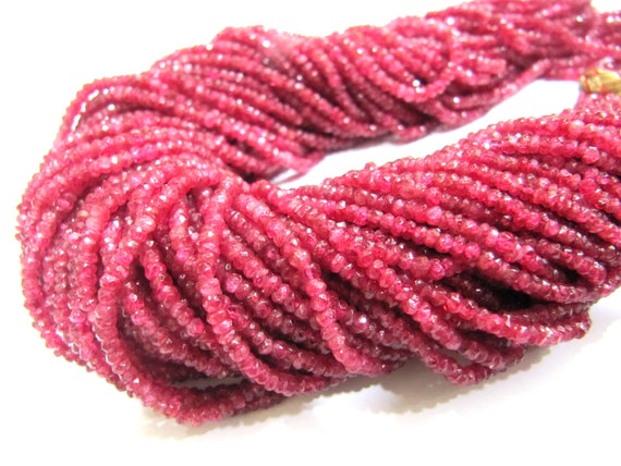 Natural Ruby Red spinal  Rondelle Faceted top Quality 2 to 3mm Beads Sold Per strand 8 inches Long Precious Gemstones