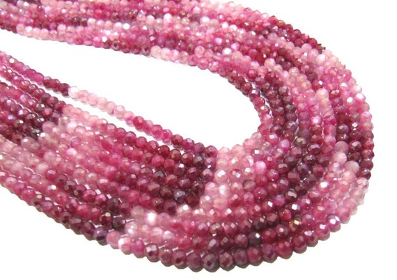 Natural Moonstone AB Coated Shaded Beads Rondelle Faceted Moonstone Beads 3mm Strand 13 inches long Strand Ruby Color Gemstone Beads
