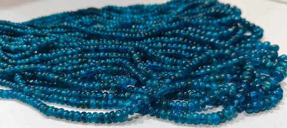 Natural Neon Apatite Plain Smooth 5-6mm Rondelle Shape Beads Sold Per Strand 8 Inch Long Jewelry Making beads