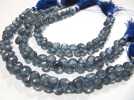 AAA Quality Natural Rock Crystal Onion Shape Briolette 6-7mm AB Mystic Coated Blue Crystal Beads Strand 8 Inches long Wholesale Prices