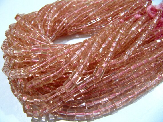 AAA Quality Rose Quartz Cube Beads 5mm Size Smooth Box Shape Beads Length 10 inches long Hydro Quartz Beads Wholesale Prices
