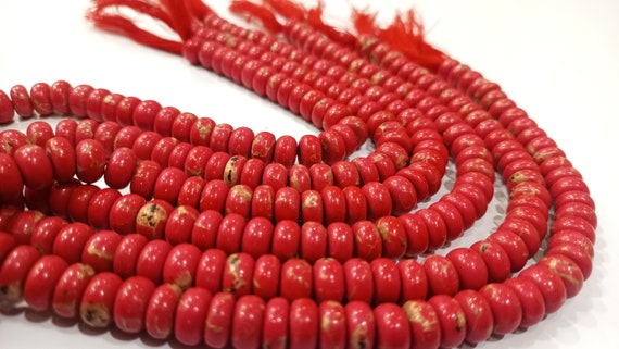 Natural Red Copper Turquoise Rondelle Plain Smooth 8mm Gemstone Beads Sold Per Strand 8 inches Long Great Quality Beads