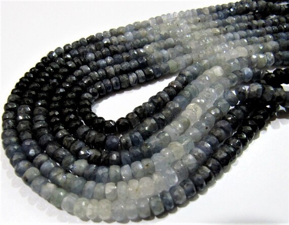 Natural Blue Sapphire Pailin Cambodia Mined Genuine Sapphire Rondelle Faceted 4-5mm Beads Strand 8.5 inch Jewelry Making Precious Beads