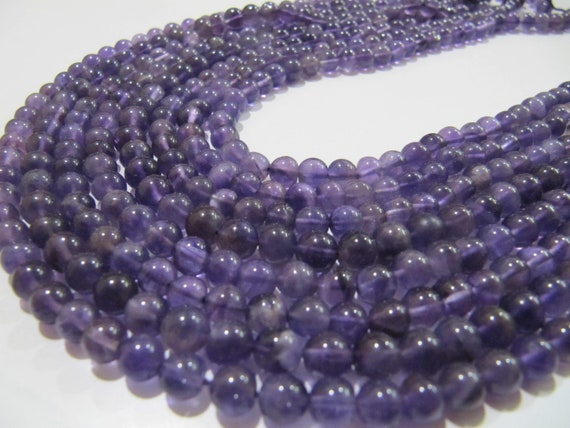Natural Amethyst Round Plain Smooth 5-6mm Beads best Quality Beads Strand 13 inches Long Wholesale Prices jewelry making gemstone beads