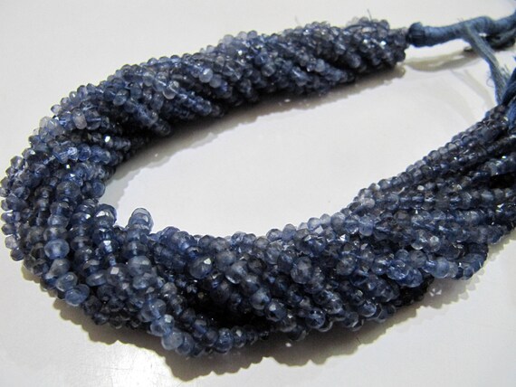 Natural Iolite Rondelle Faceted 4mm Gemstone beads Strand 13 inches long High Quality Beads Wholesale prices jewelry making gemstone