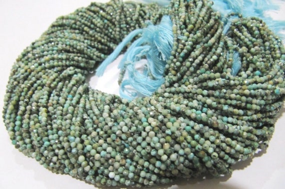 Natural Untreated Turquoise 2mm Rondelle Faceted Beads Strand 13 Inches long Semi Precious Stone beads Wholesale Prices