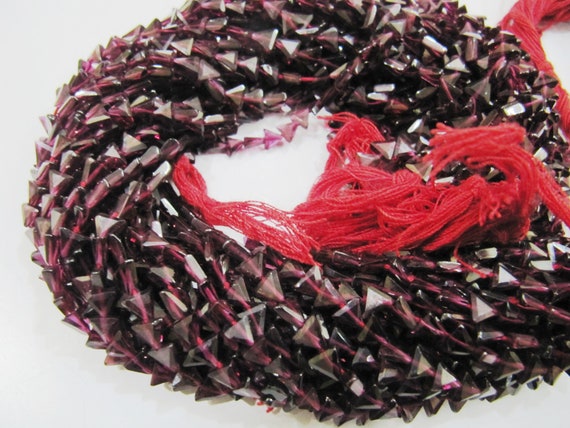 Natural Garnet Triangle Shape Faceted Beads 5 to 7mm , Strands 13 inch long , Semi Precious Fancy Shape beads sold Per Strand Wholesale rate