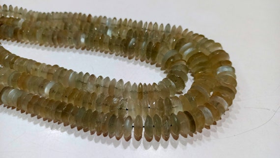 Ceylon Moonstone German Cut Rondelle Faceted  9 to12mm Beads Sold Per strand 8 inches long