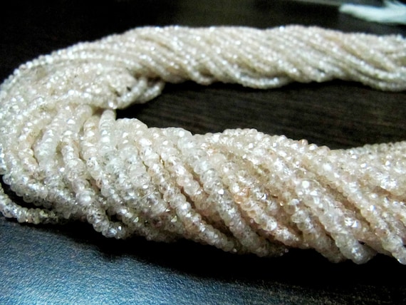 Natural Untreated Cubic Creamish Zirconia CZ Rondelle Faceted Beads 3mm Strand 13 inch long Top Quality Wholesale prices Gemstone