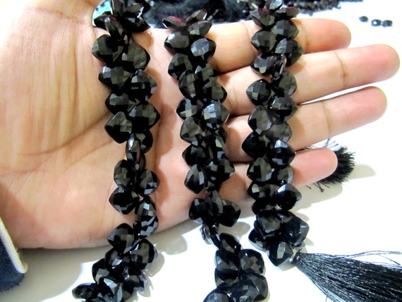 Natural Black Spinel Briolette Faceted Square Cushion Shape 10mm Size Gemstone  beads Strand 8 inches long Jewelry making beads