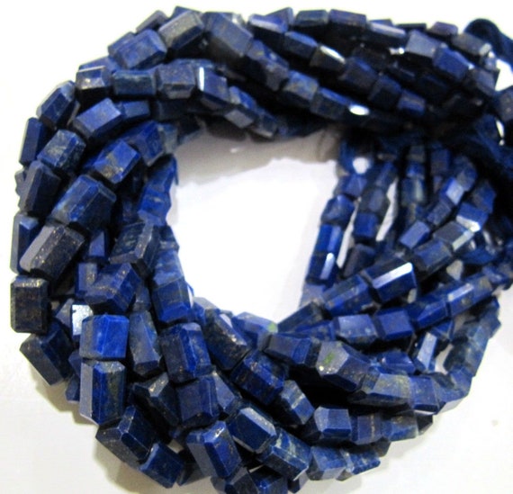 Natural Lapis Lazuli Nugget Shape Laser Cut Tumbled 8mm To 10mm Beads, Blue Color Jewelry Making Beads Strand 8 Inches Long Sold Per Strand