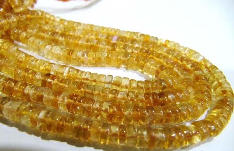 ON SALE Natural Citrine Tyre Shape Rondelle Plain Smooth Size 4 to 8mm Jewelry Making Beads Strand 8 inches Long Sold Per Strand